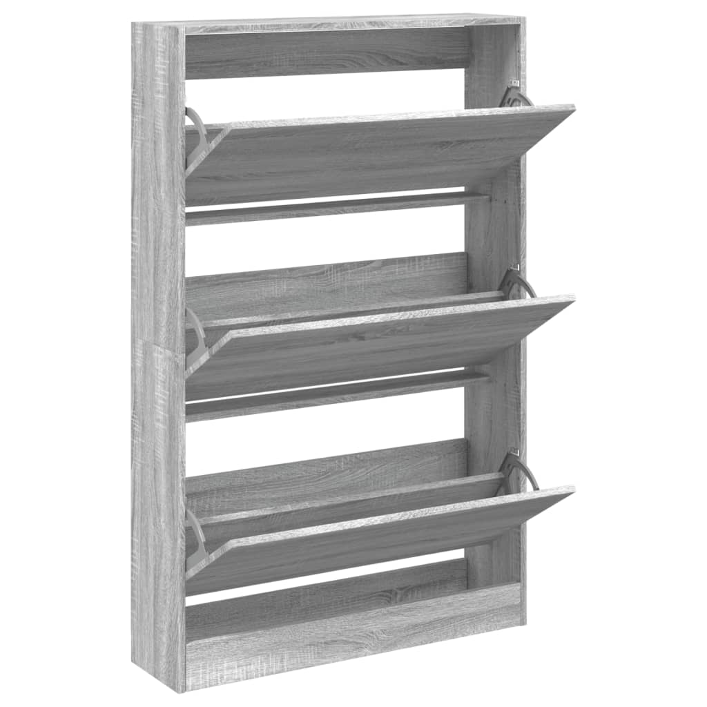 Shoe Cabinet Grey Sonoma 80x21x125.5 cm Engineered Wood