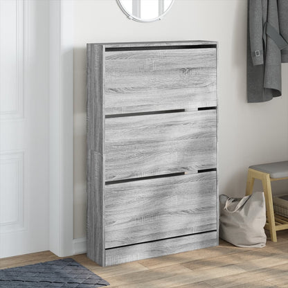 Shoe Cabinet Grey Sonoma 80x21x125.5 cm Engineered Wood