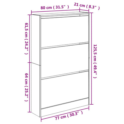 Shoe Cabinet Grey Sonoma 80x21x125.5 cm Engineered Wood