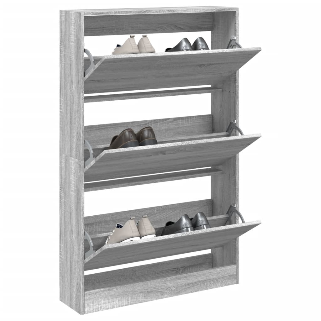 Shoe Cabinet Grey Sonoma 80x21x125.5 cm Engineered Wood