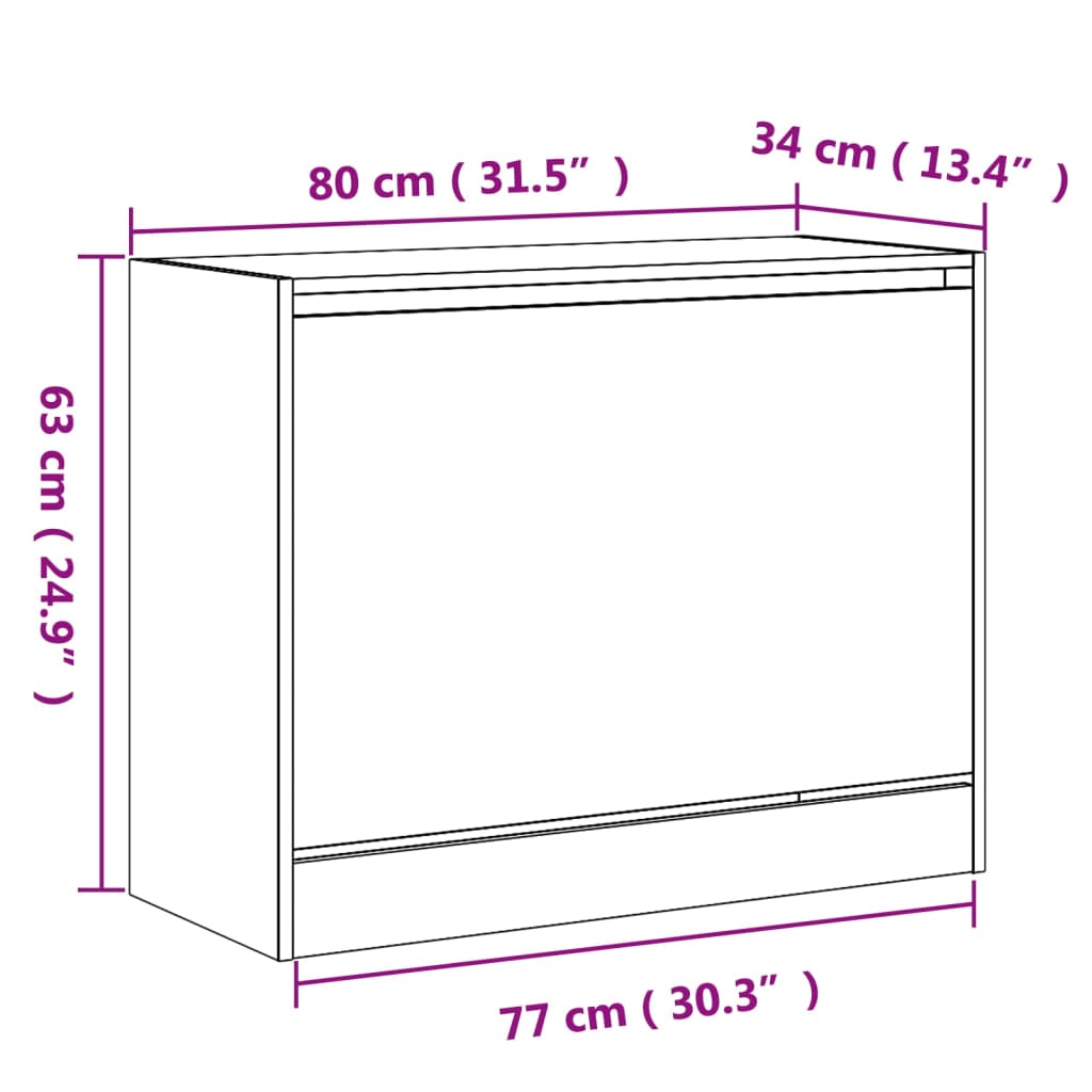 Shoe Cabinet Sonoma Oak 80x34x63 cm Engineered Wood