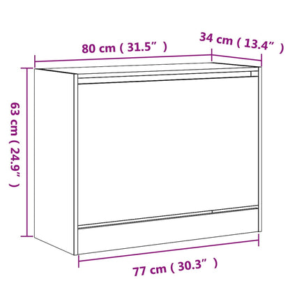 Shoe Cabinet Sonoma Oak 80x34x63 cm Engineered Wood