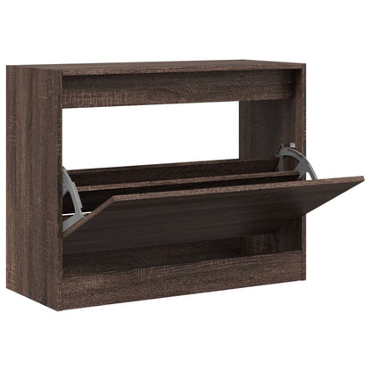 Shoe Cabinet Brown Oak 80x34x63 cm Engineered Wood