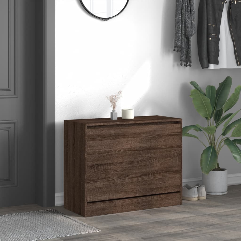 Shoe Cabinet Brown Oak 80x34x63 cm Engineered Wood