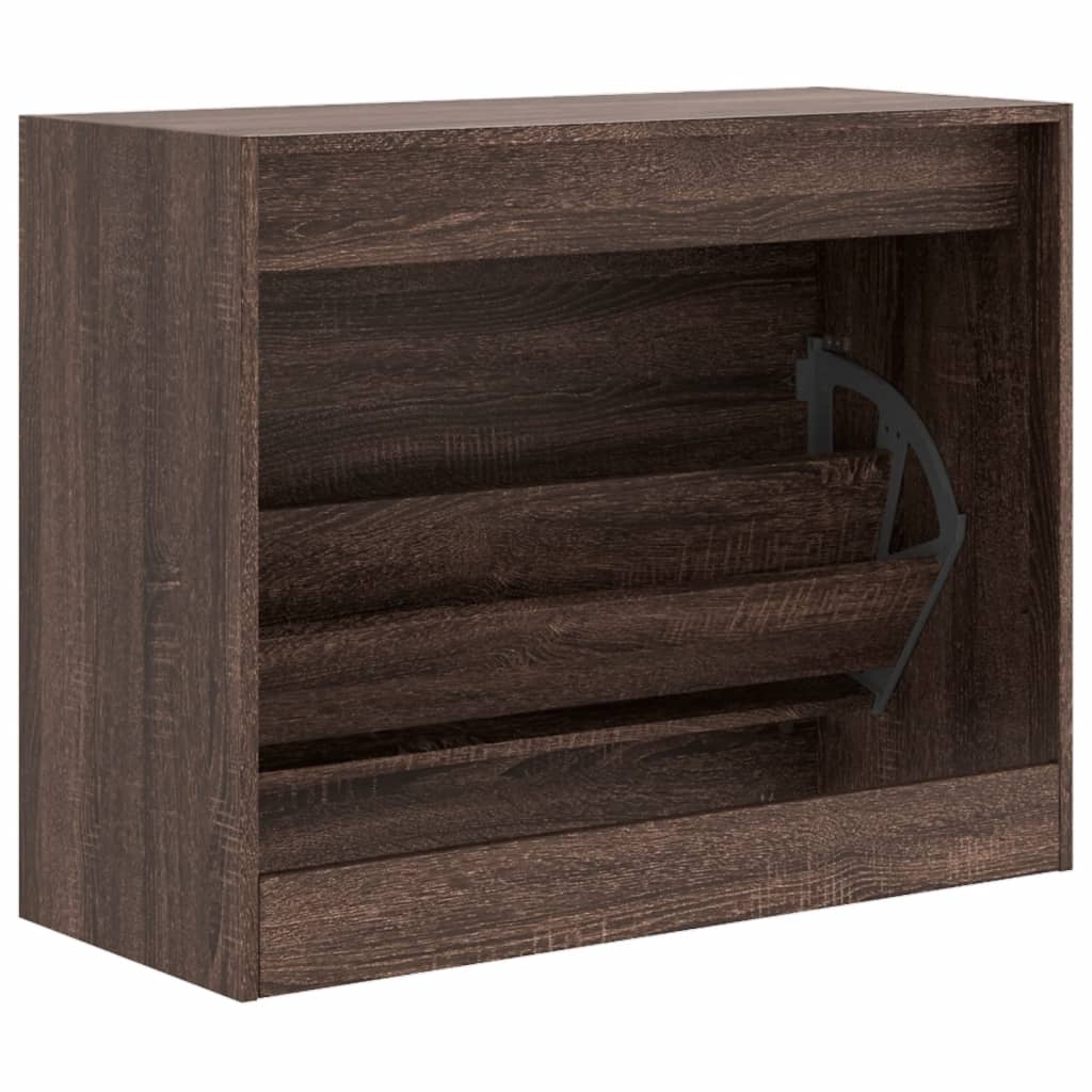 Shoe Cabinet Brown Oak 80x34x63 cm Engineered Wood