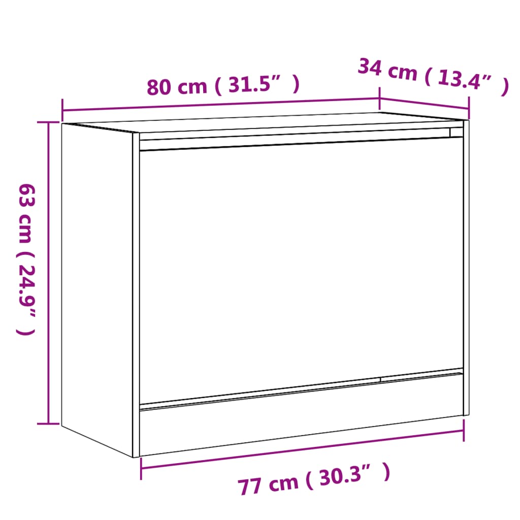 Shoe Cabinet Brown Oak 80x34x63 cm Engineered Wood