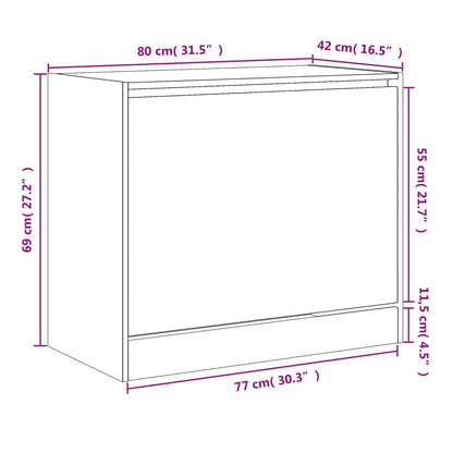 Shoe Cabinet White 80x42x69 cm Engineered Wood