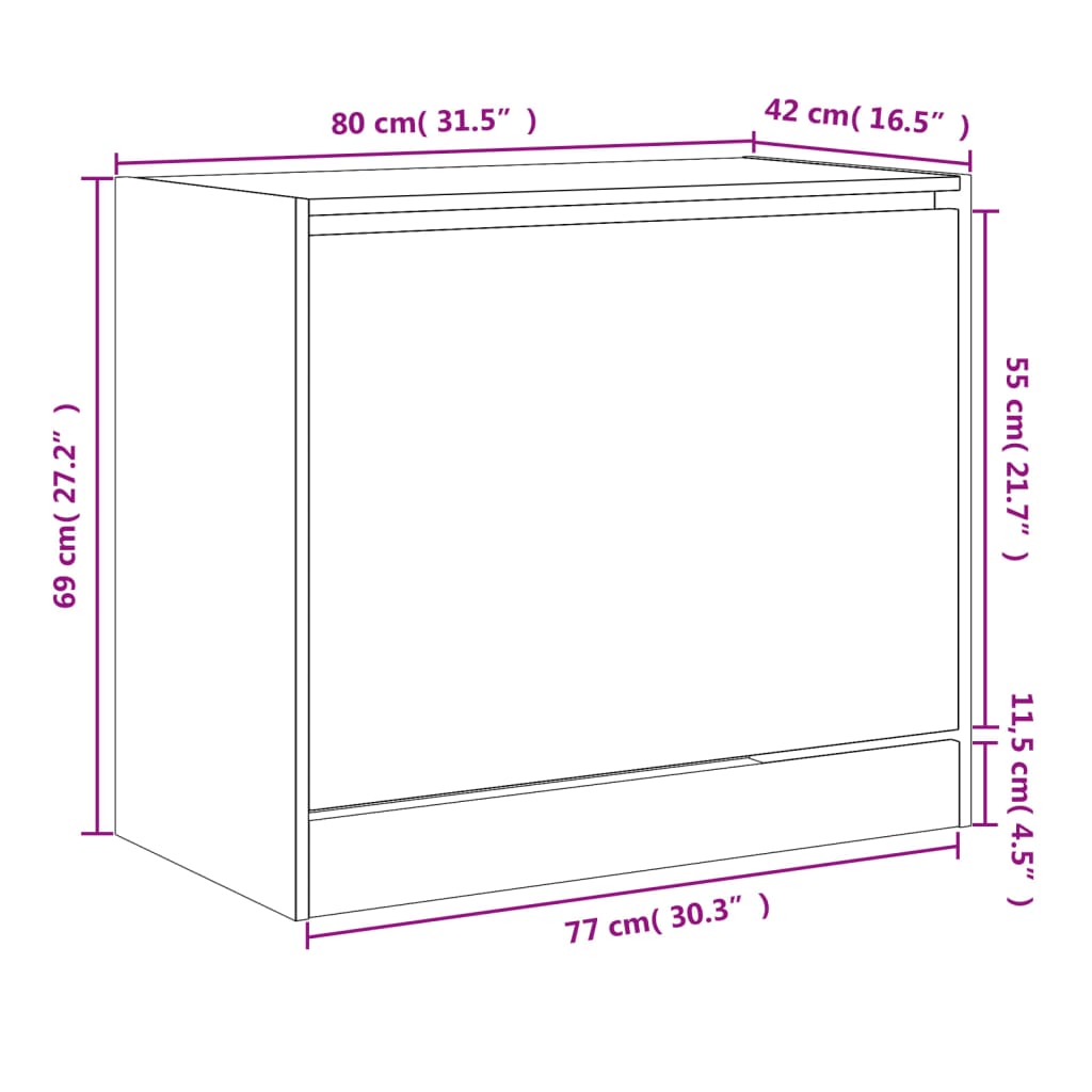 Shoe Cabinet Sonoma Oak 80x42x69 cm Engineered Wood