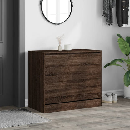 Shoe Cabinet Brown Oak 80x42x69 cm Engineered Wood