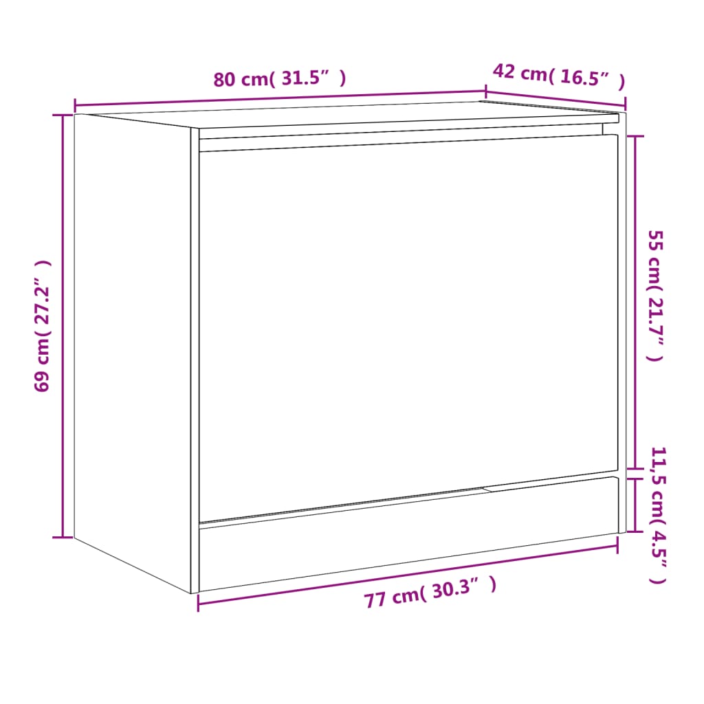 Shoe Cabinet Brown Oak 80x42x69 cm Engineered Wood