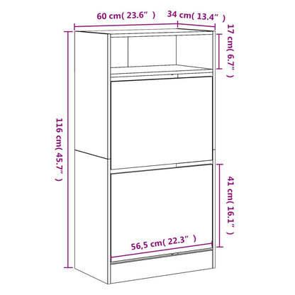 Shoe Cabinet White 60x34x116 cm Engineered Wood