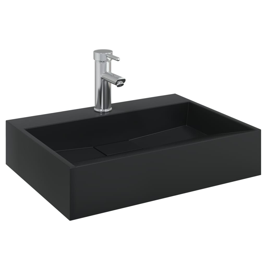 Wash Basin 50x38x11 cm Mineral Cast/Marble Cast Matt Black