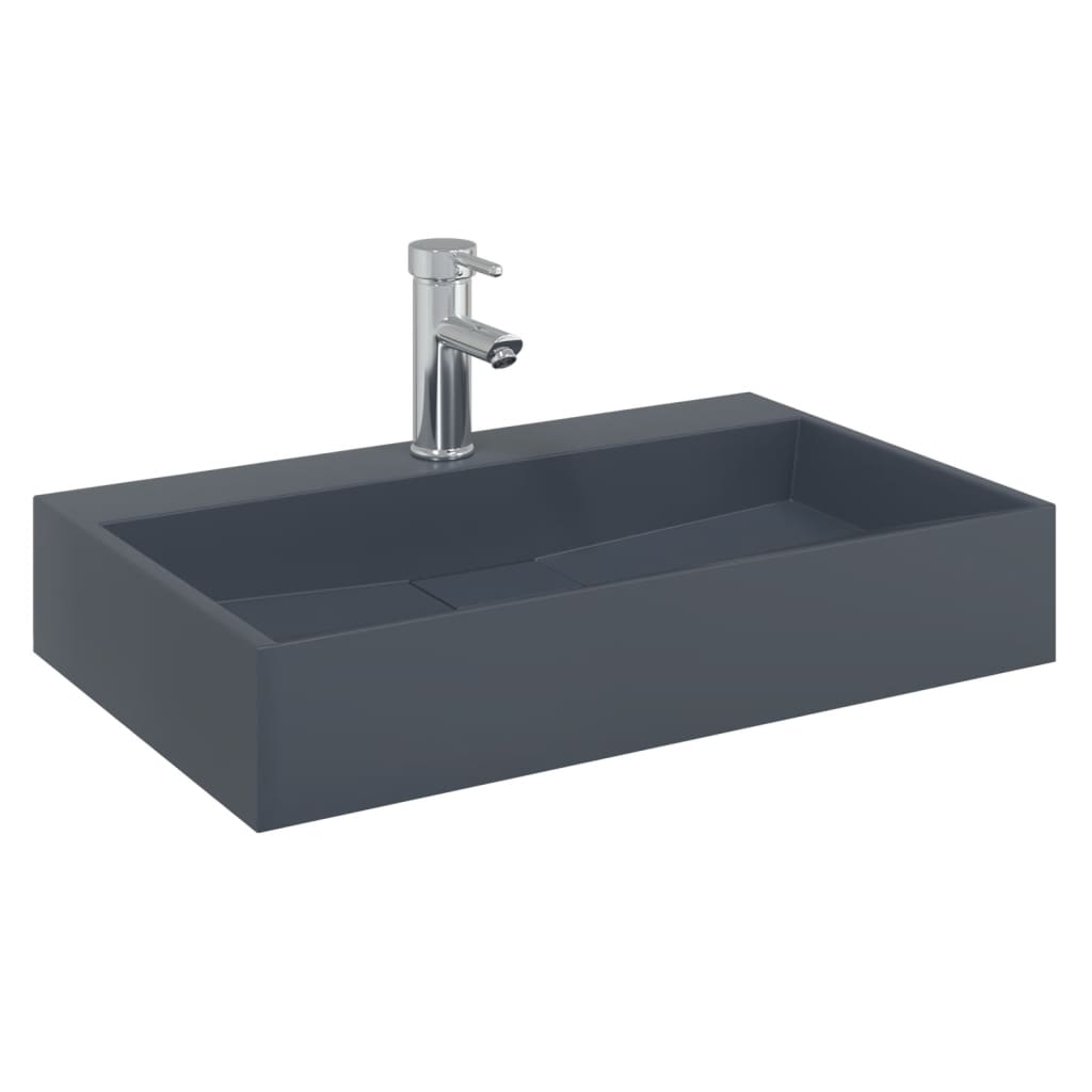 Wash Basin 60x38x11 cm Mineral Cast/Marble Cast Anthracite