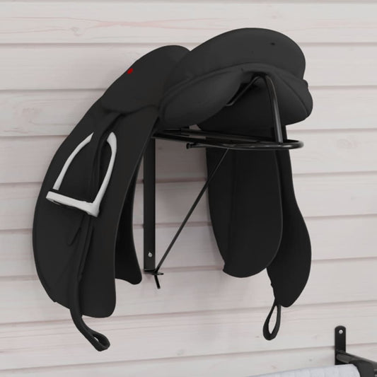 Foldable Saddle Rack Wall Mounted Black Iron