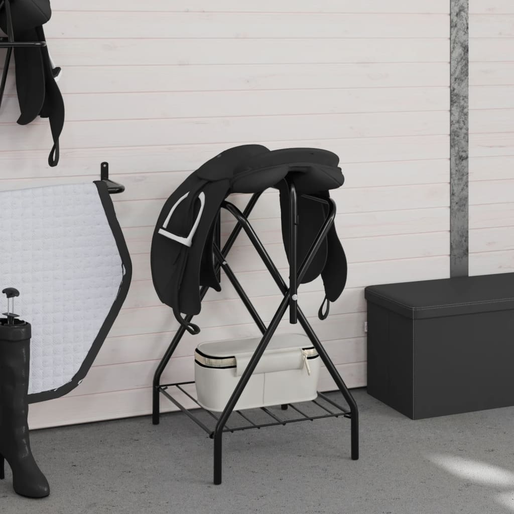 Saddle Rack Foldable Freestanding Black Iron