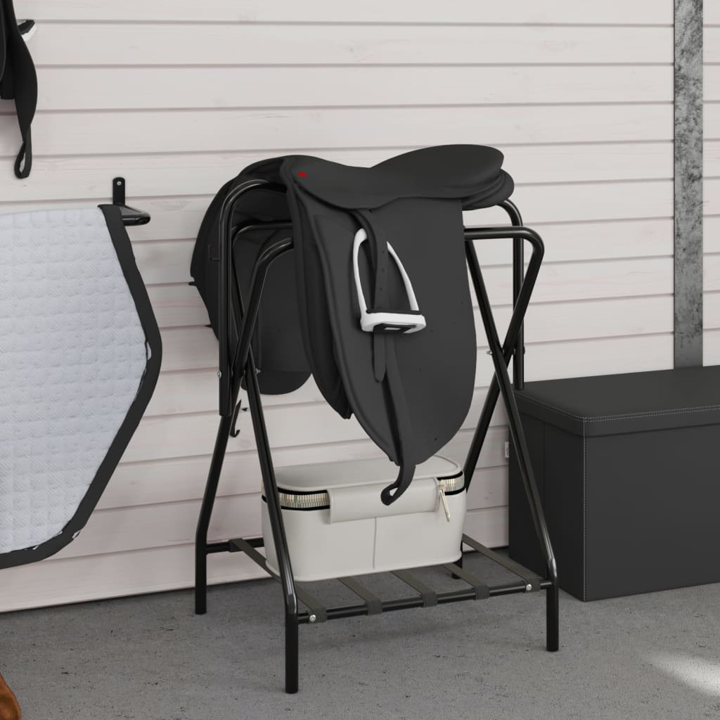 Saddle Rack Foldable Freestanding Black Iron