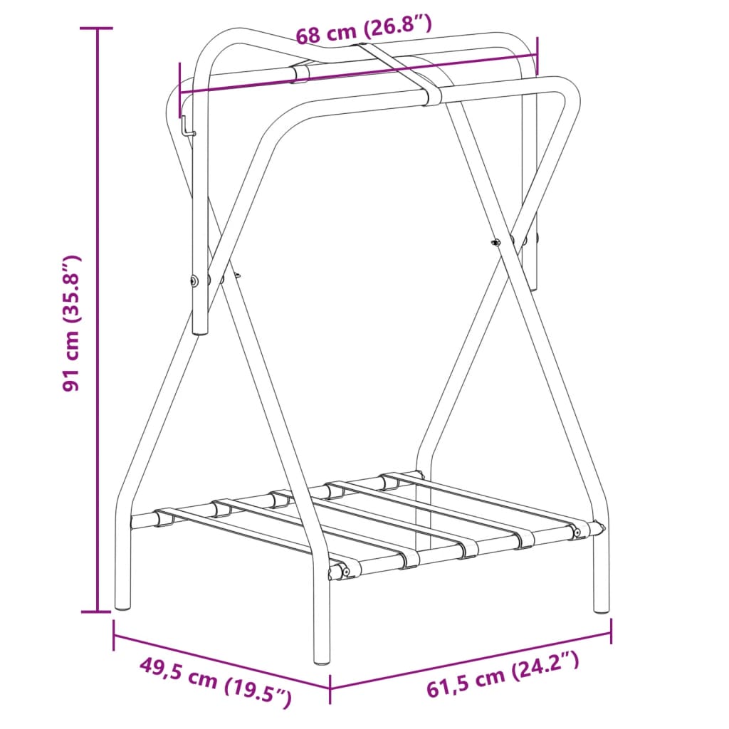 Saddle Rack Foldable Freestanding Black Iron