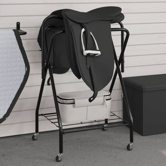 Saddle Rack Foldable Freestanding Black Iron