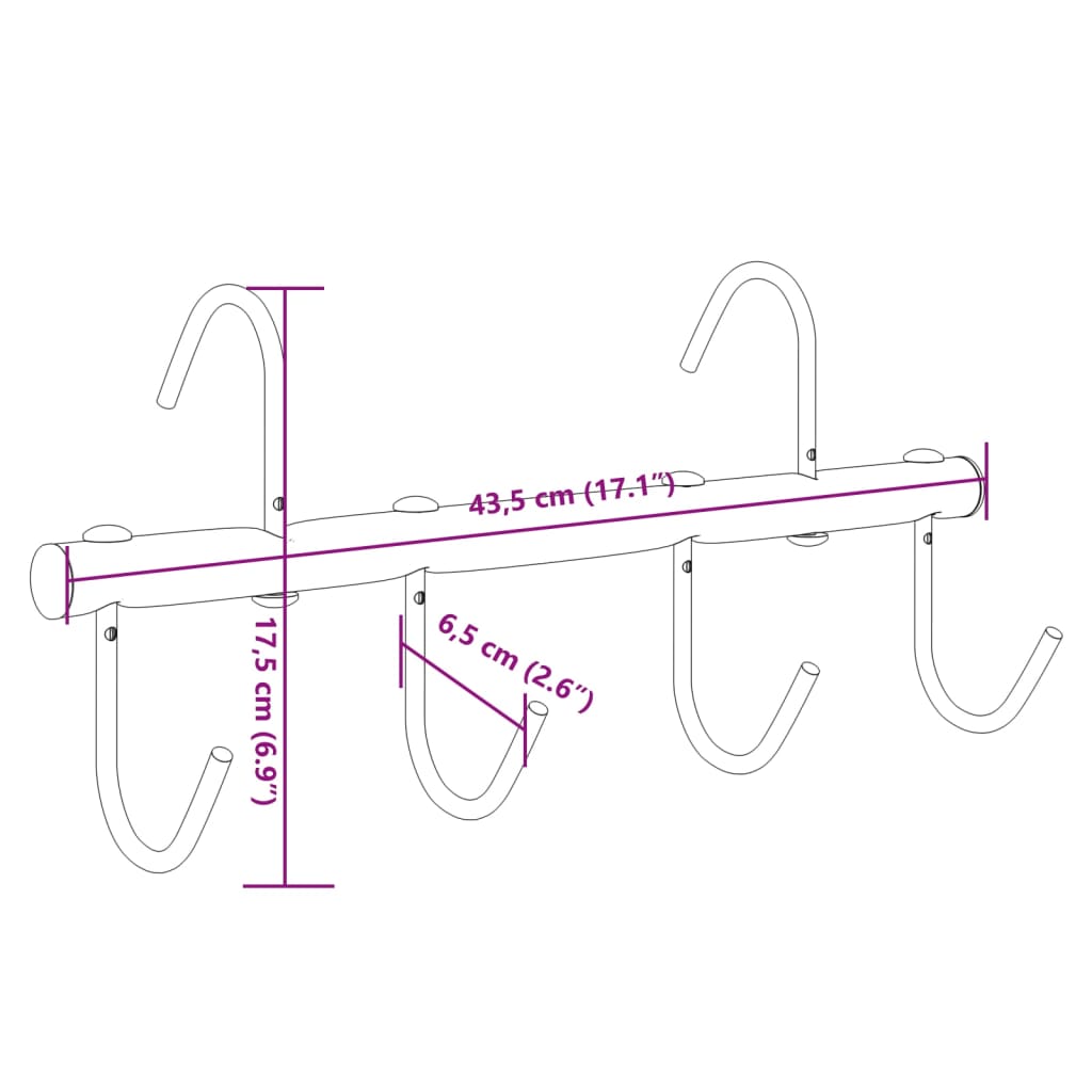 Bridle Hanger with 6 Swivel Hooks Black Steel