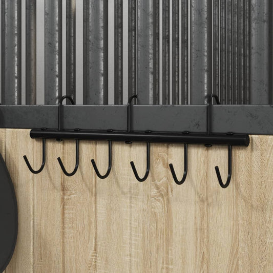 Bridle Hanger with 9 Swivel Hooks Black Steel