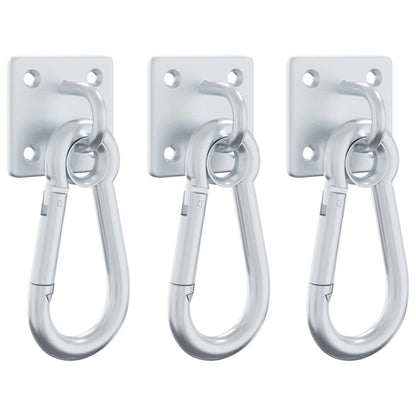 Eye Plates with Snap Hooks 3 pcs 360° Rotate Silver Steel