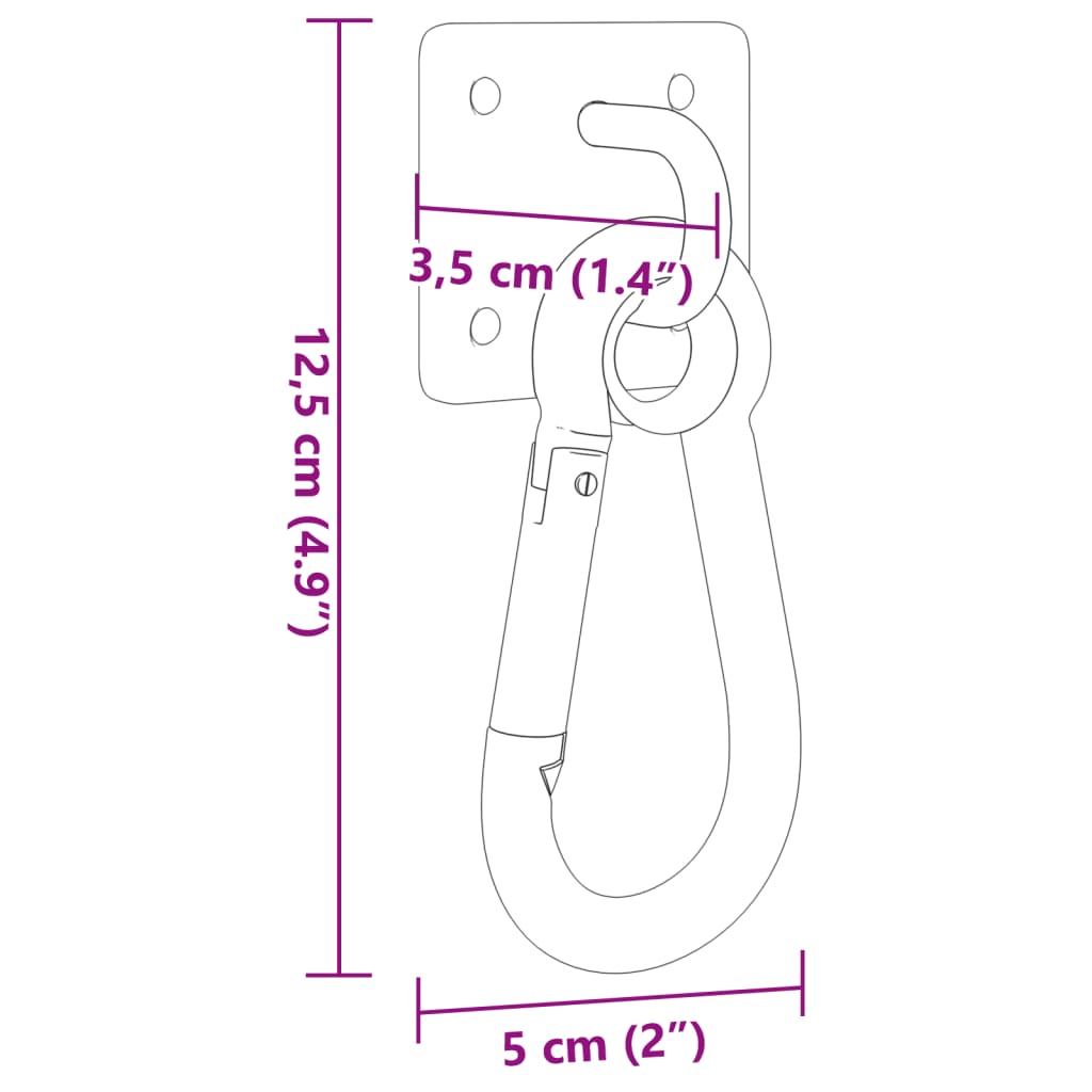 Eye Plates with Snap Hooks 3 pcs 360° Rotate Silver Steel