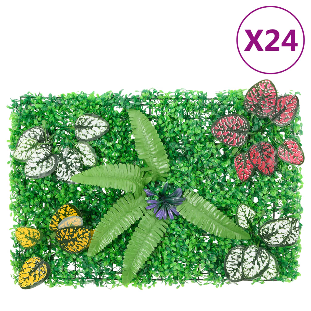  vidaXL Artificial Plant Fence 24 pcs Green 40x60 cm