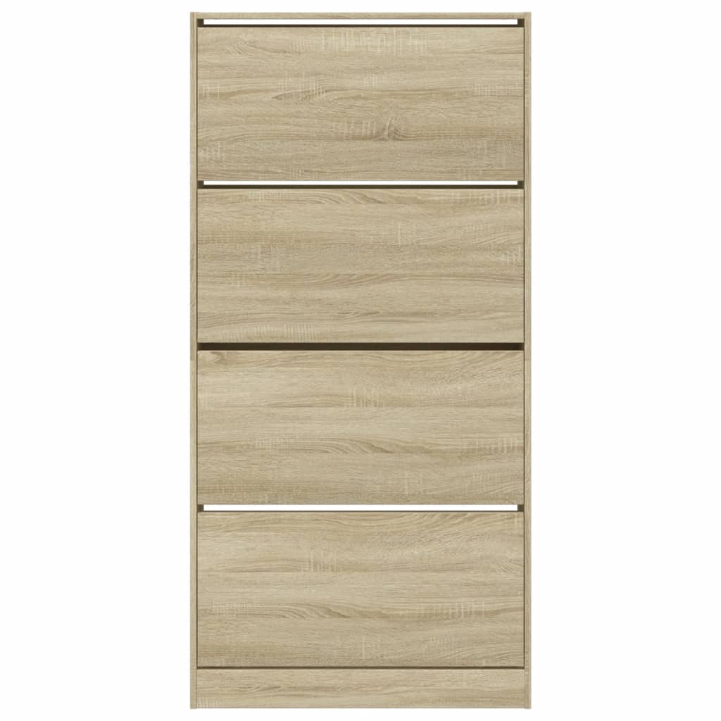 Shoe Cabinet with 4 Flip-Drawers Sonoma Oak 80x21x163.5 cm