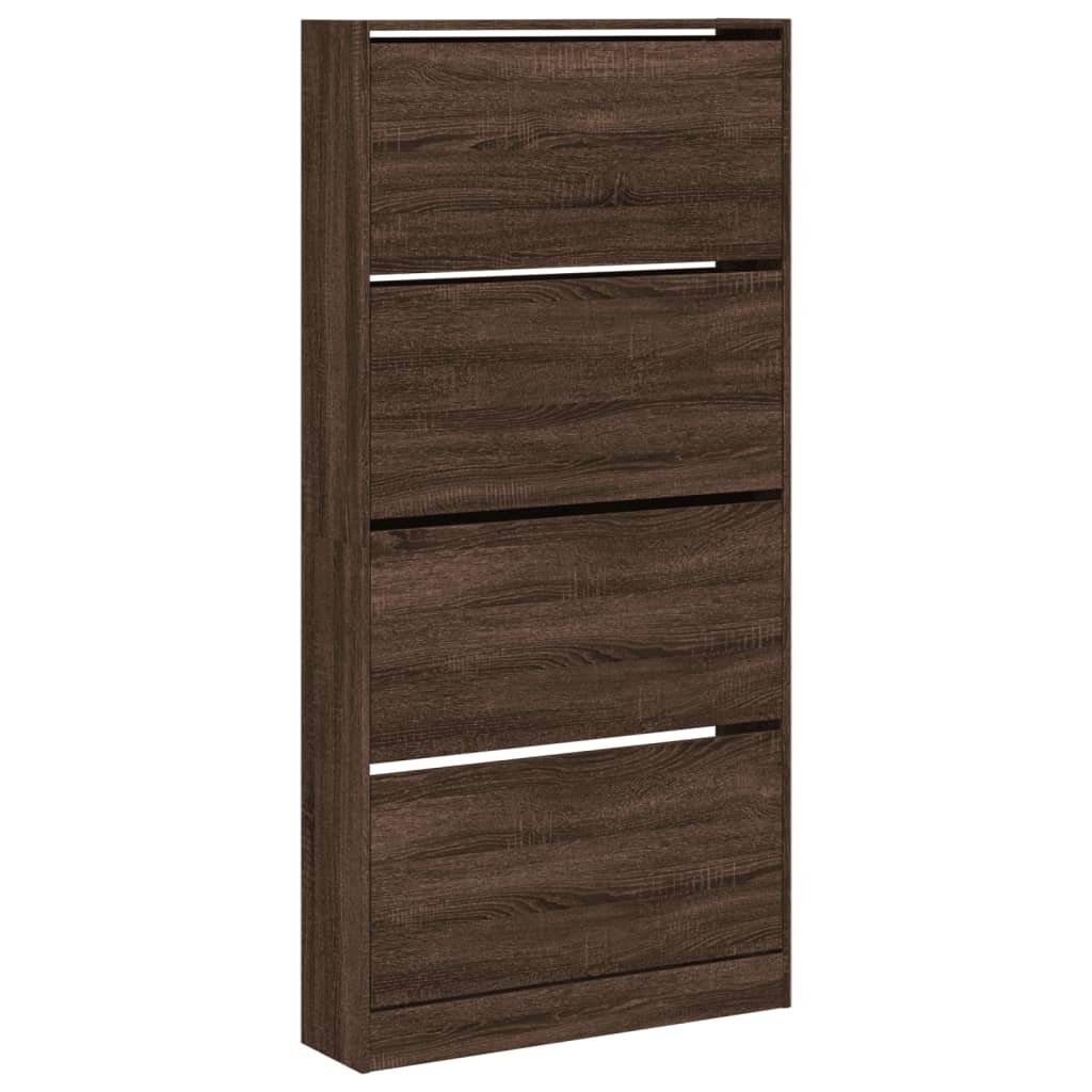 Shoe Cabinet with 4 Flip-Drawers Brown Oak 80x21x163.5 cm