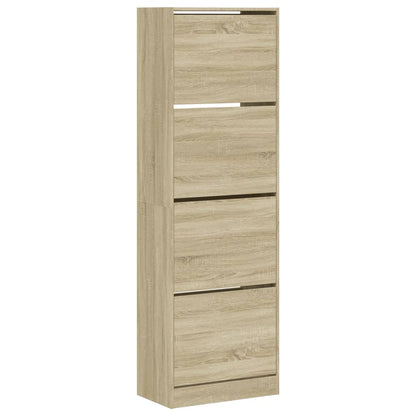 Shoe Cabinet with 4 Flip-Drawers Sonoma Oak 60x34x187.5 cm