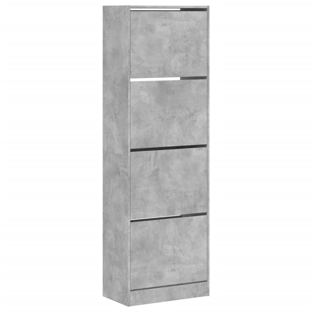 Shoe Cabinet with 4 Flip-Drawers Concrete Grey 60x34x187.5 cm