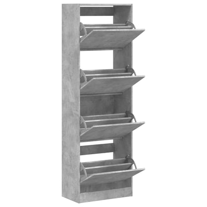 Shoe Cabinet with 4 Flip-Drawers Concrete Grey 60x34x187.5 cm