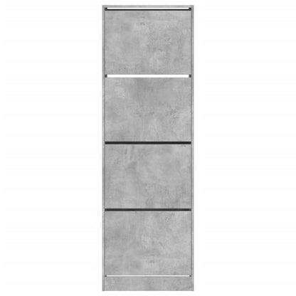 Shoe Cabinet with 4 Flip-Drawers Concrete Grey 60x34x187.5 cm