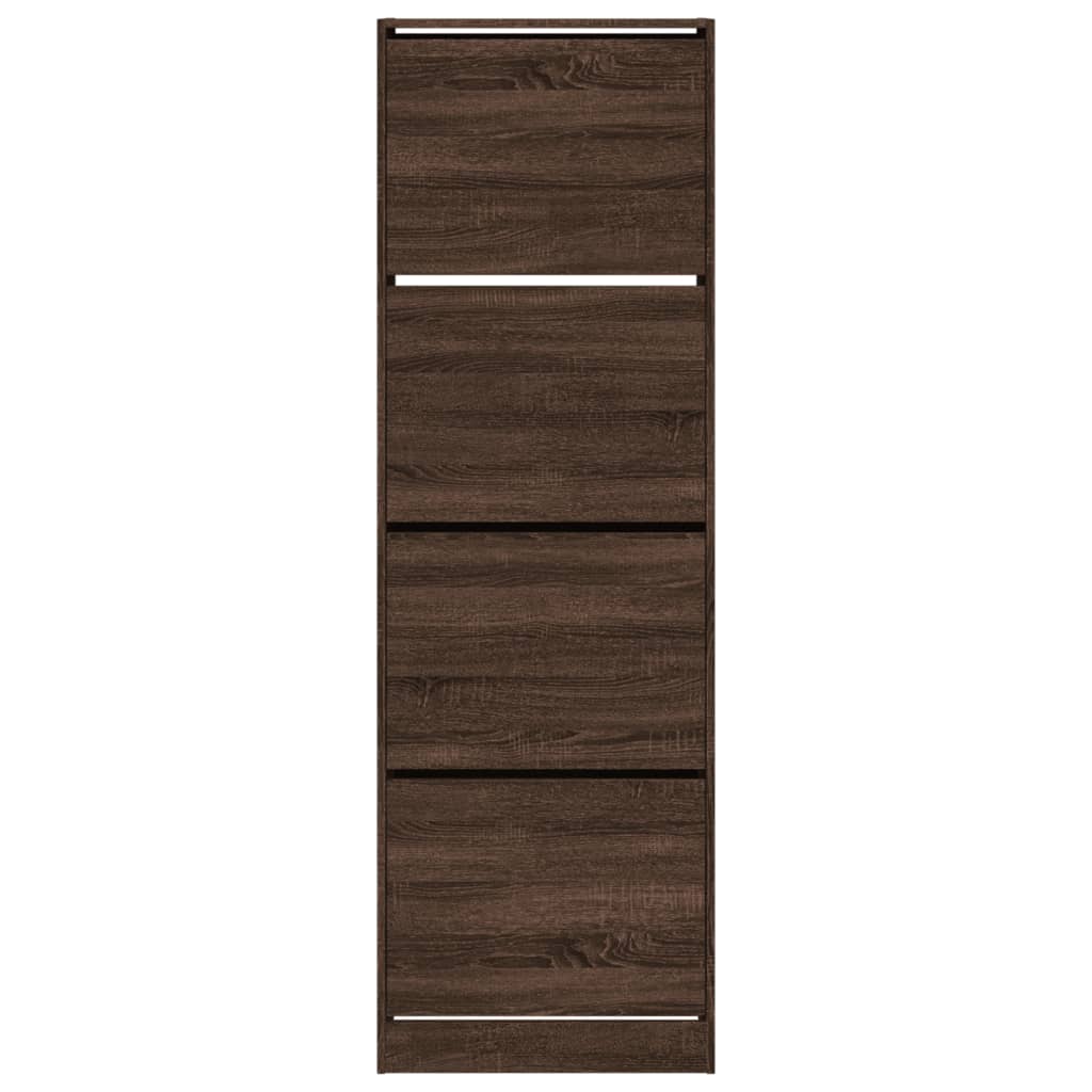 Shoe Cabinet with 4 Flip-Drawers Brown Oak 60x34x187.5 cm