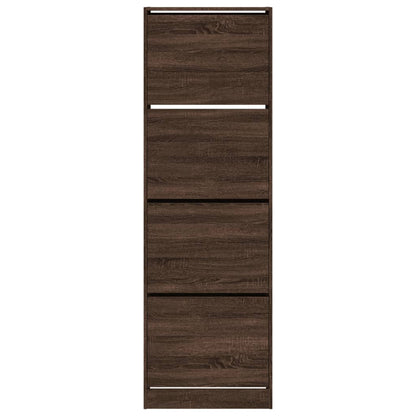 Shoe Cabinet with 4 Flip-Drawers Brown Oak 60x34x187.5 cm