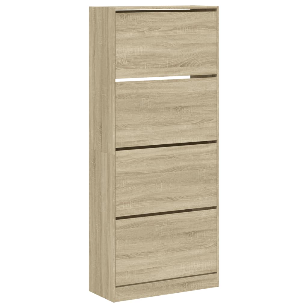 Shoe Cabinet with 4 Flip-Drawers Sonoma Oak 80x34x187.5 cm