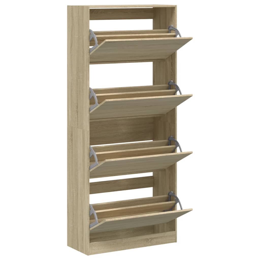 Shoe Cabinet with 4 Flip-Drawers Sonoma Oak 80x34x187.5 cm