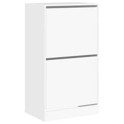 Shoe Cabinet with 2 Flip-Drawers White 60x42x108 cm