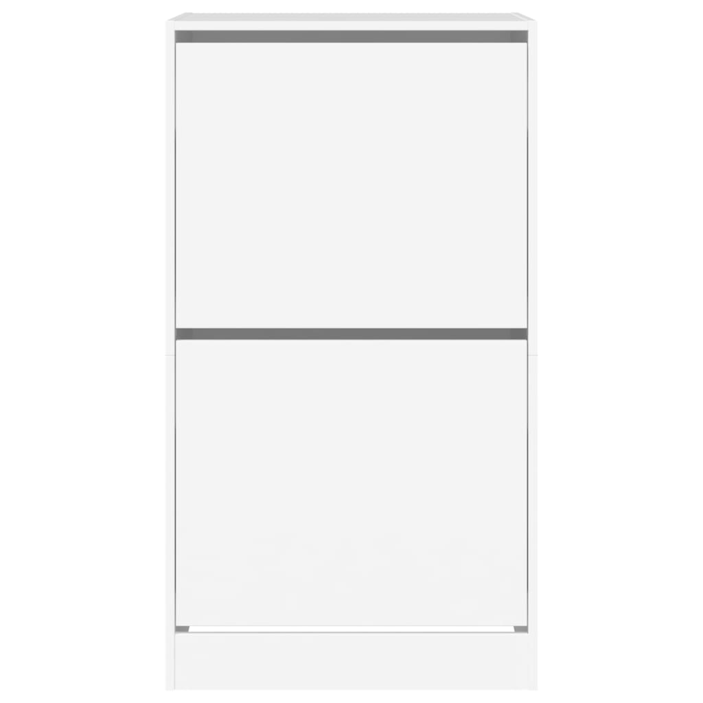 Shoe Cabinet with 2 Flip-Drawers White 60x42x108 cm