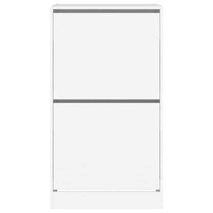 Shoe Cabinet with 2 Flip-Drawers White 60x42x108 cm