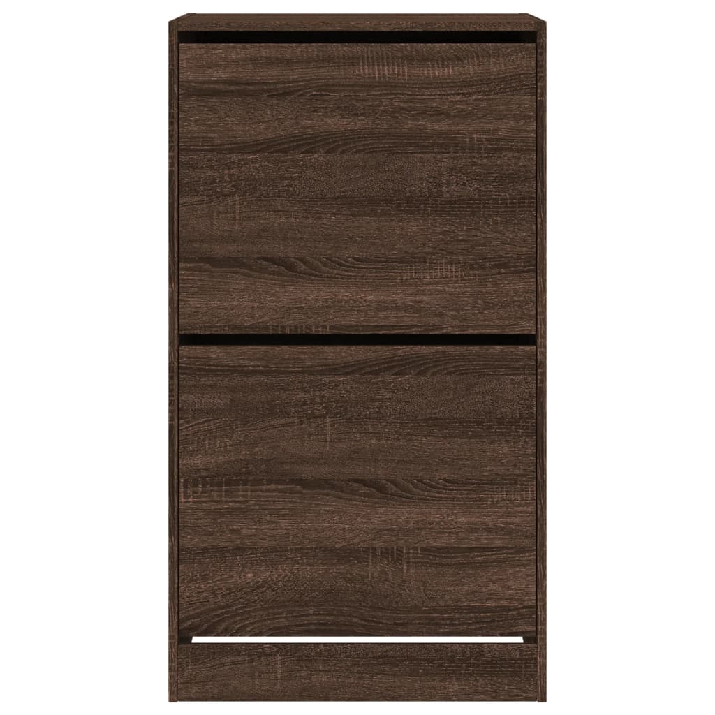 Shoe Cabinet with 2 Flip-Drawers Brown Oak 60x42x108 cm