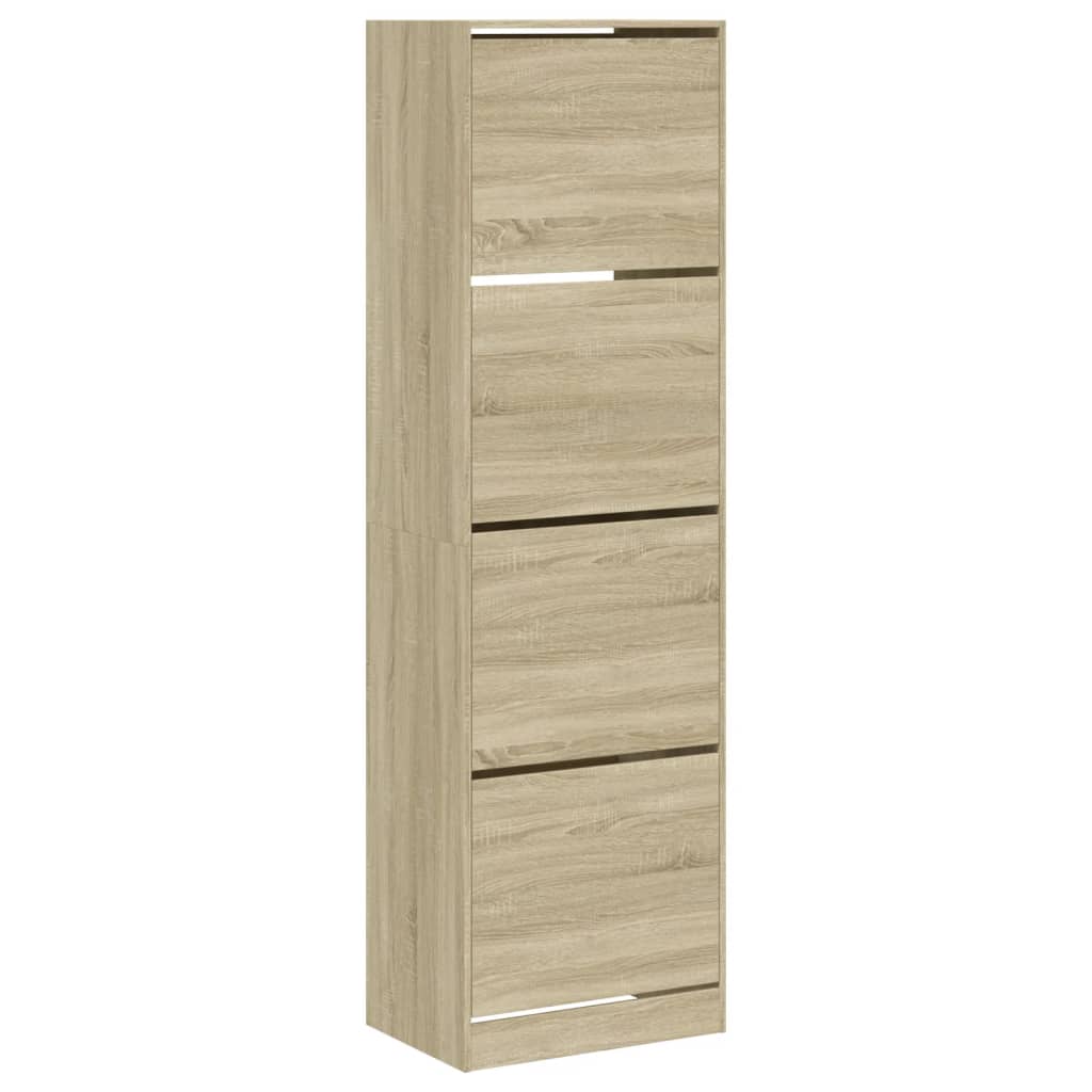 Shoe Cabinet with 4 Flip-Drawers Sonoma Oak 60x42x204 cm