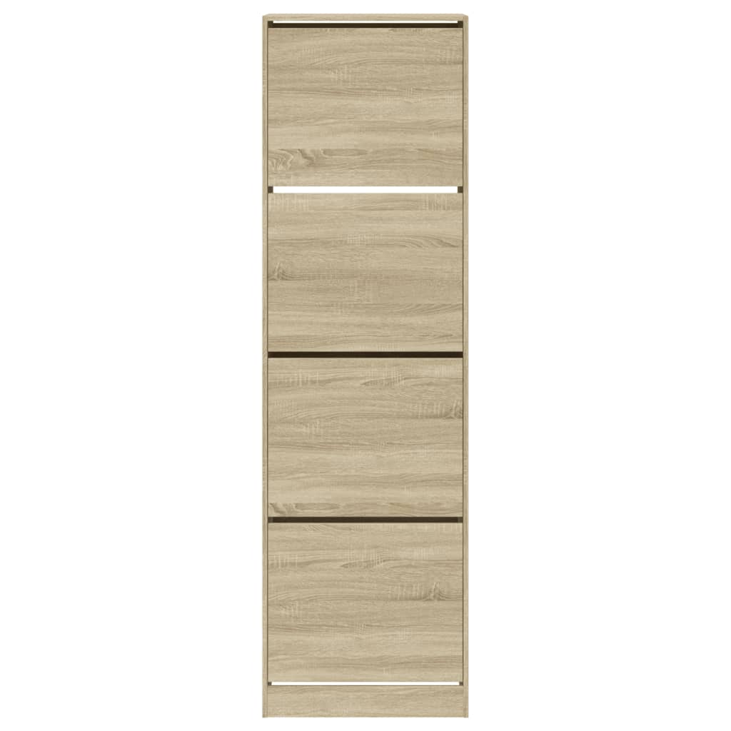 Shoe Cabinet with 4 Flip-Drawers Sonoma Oak 60x42x204 cm