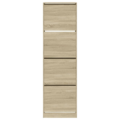 Shoe Cabinet with 4 Flip-Drawers Sonoma Oak 60x42x204 cm