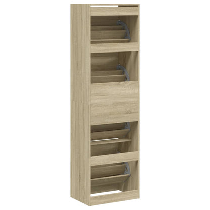 Shoe Cabinet with 4 Flip-Drawers Sonoma Oak 60x42x204 cm