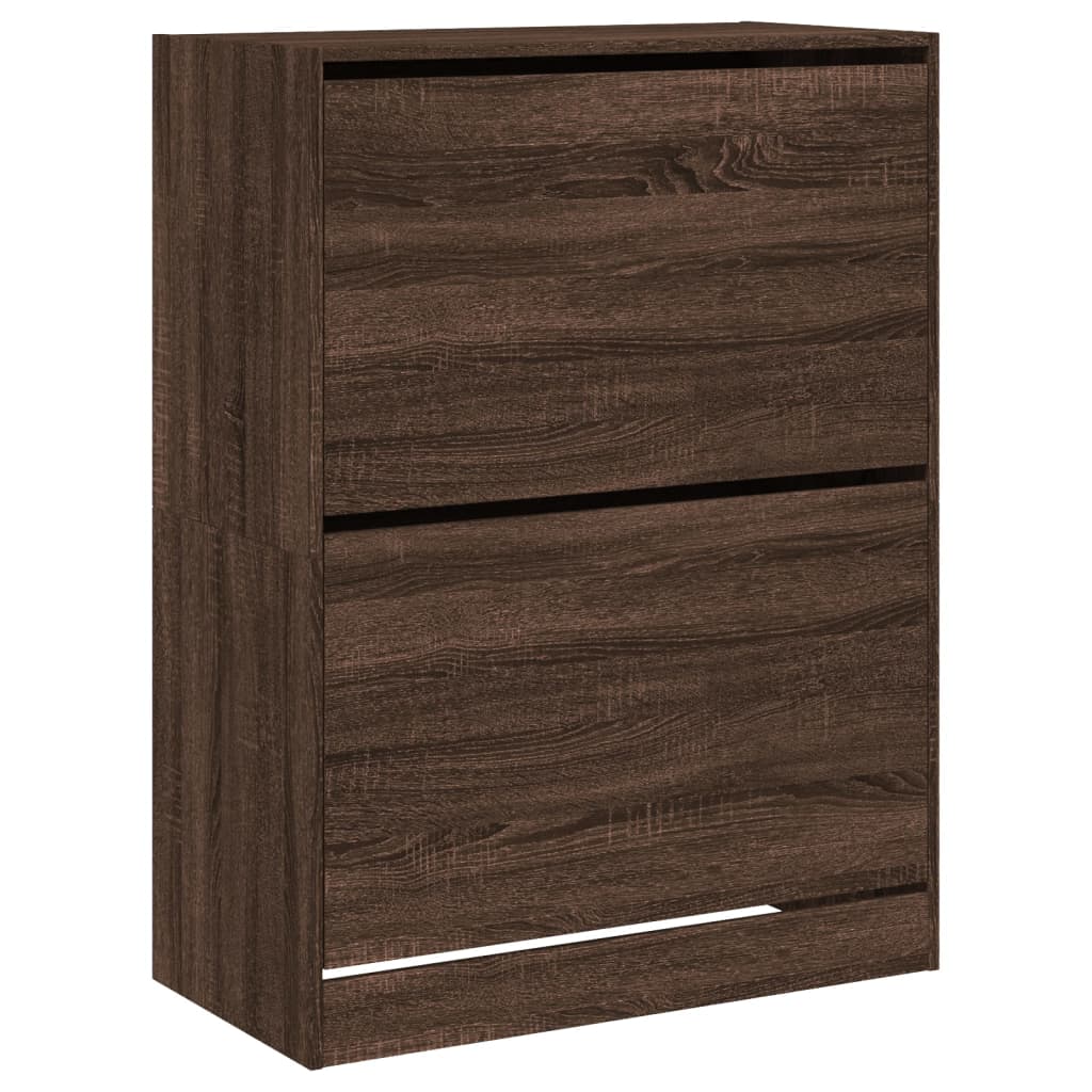 Shoe Cabinet with 2 Flip-Drawers Brown Oak 80x42x108 cm