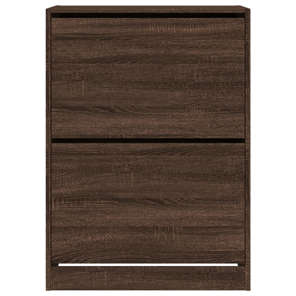 Shoe Cabinet with 2 Flip-Drawers Brown Oak 80x42x108 cm