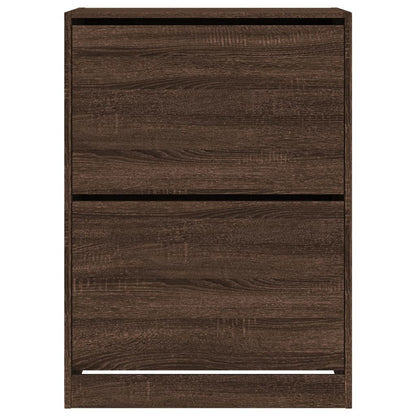 Shoe Cabinet with 2 Flip-Drawers Brown Oak 80x42x108 cm