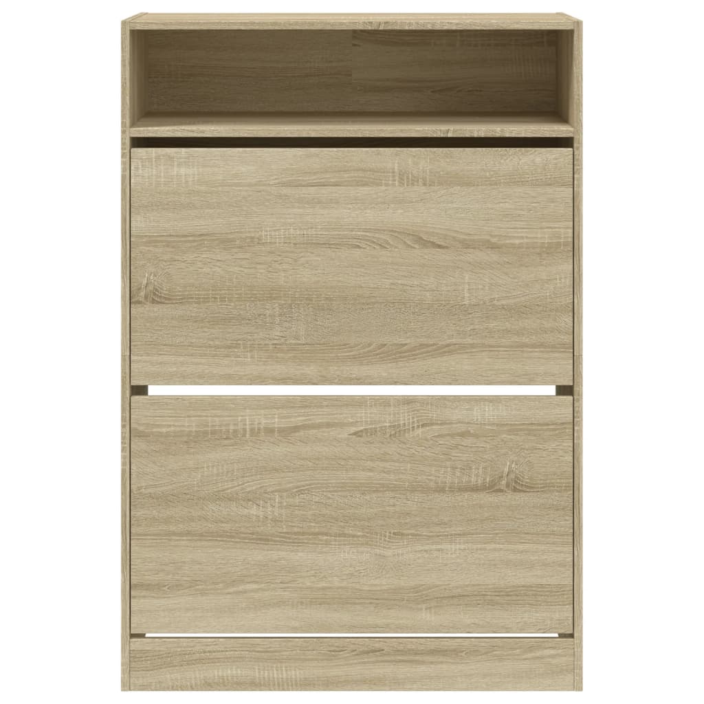 Shoe Cabinet with 2 Flip-Drawers Sonoma Oak 80x34x116 cm