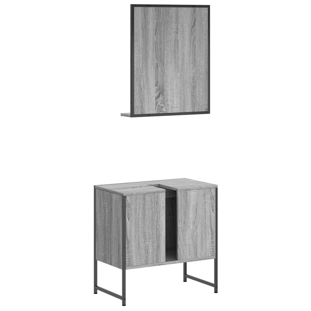 2 Piece Bathroom Cabinet Set Grey Sonoma Engineered Wood